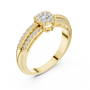 jewels 18k Luxury Gold Plated Flower Cluster <b>CZ</b> Diamond Engagement <b>Ring</b> for Women - Product Image 5