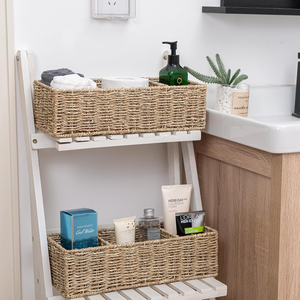 Panier en jonc de mer à 3 compartiments pour salle de bain Solution de rangement écologique pour salle de bain moderne Parfait pour la décoration intérieure, vente en gros - Product Image 3