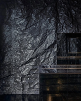 Vente en gros d'usine, panneau MCM Black Mountain Rock, texture tissée naturelle, flexible, durable, pour la décoration murale intérieure et extérieure