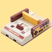 Console de videogame clássico nostálgico, vermelho e branco, av game, máquina de tv f c, cartão duplo, batalha, família, cartão amarelo, tv, vídeo, casa, jogo