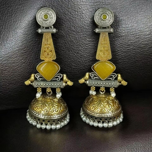 High Quality Latest Fashion Indian Jhumka Jhumki Earrings <b>Oxidized</b> golden Antique Earrings Designer Jewelry for Women - Product Image 1