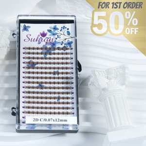 ขนตาปลอมแบบพัดลม50% 0.12มม. ฐานแคบ3D สีดำธรรมชาติติดฉลากได้ตามต้องการ - Product Image 6