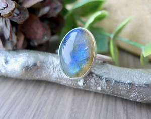 Classic Blue Fire <b>Labradorite</b> 925 Sterling Silver Handmade Bezel Setting Engagement Anniversary Wedding Party Gift <b>Ring</b> Oval Cut - Product Image 1