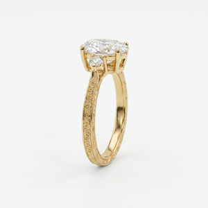 Bague pour femme LILABA ENTERPRISE en or jaune 18 carats, taille ovale avec pierres latérales brillantes rondes, diamant de laboratoire, clarté F VVS2, certifiée IGI - Product Image 3
