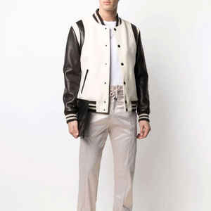 Veste universitaire en laine de haute qualité, fabrication directe, manches en cuir véritable à capuche, vestes de baseball - Product Image 4