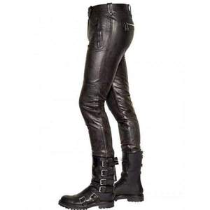 กางเกงหนังแฟชั่นเข้ารูปสำหรับผู้ชายกางเกงหนังแท้สำหรับผู้ชายกางเกงหนังแกะคุณภาพสูง - Product Image 3