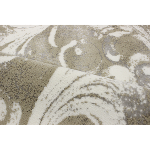 Alfombra de Baño Lauien Color Crudo/Beige/Plateado, de Algodón Reciclado con Patrón Jacquard Abstracto, Estilo Moderno, Hecha en Turquía - Product Image 2