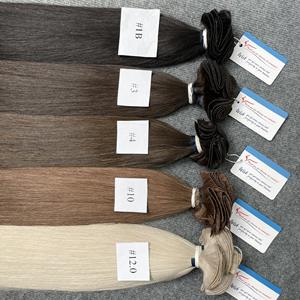 Extensions de Cheveux Russes Bruts Invisible Trame Attachée à la Main 100% Remy Double Dessiné Cheveux Humains Attachés à la Main Trame Extensions de Cheveux - Product Image 1