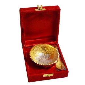 Classy Handmade Eco-Friendly Brass Bowl and Spoon Set with Tray for Wedding Return <b>Gift</b> and Home Decoration - Product Image 1