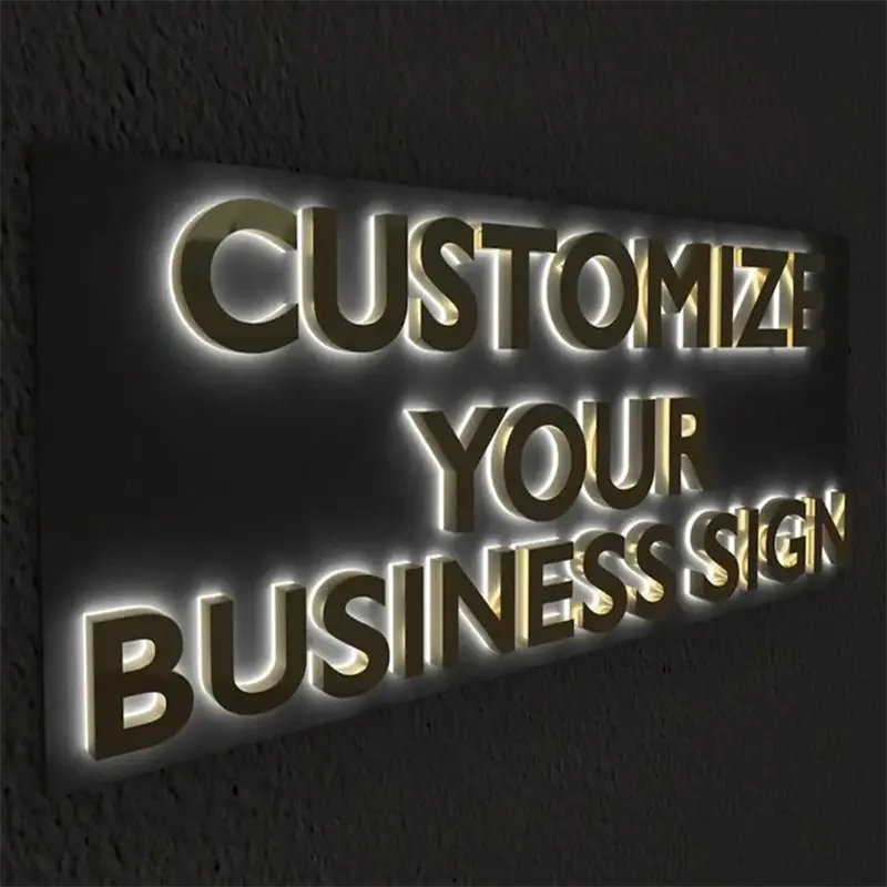 Custom Mirror Face Led Channel Backlit Letters Stainless Steel Letter Sign 3D Led Sign Electronic Sign