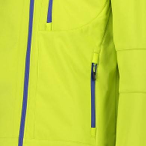 Veste de randonnée matelassée imperméable unisexe en softshell jaune fluo à col montant et fermeture éclair, motif floral personnalisé, pour l'automne en extérieur - Product Image 6