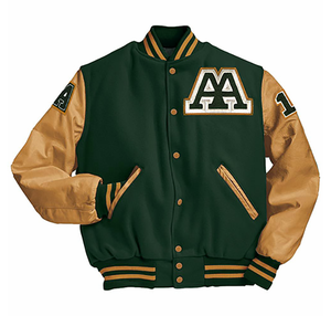 Veste de lettres or clair noir avec manches en or rayé côtelé veste de lettres de haute qualité/couleur et taille personnalisées - Product Image 4