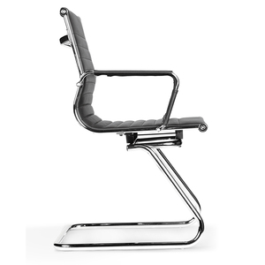 Chaise de bureau ergonomique contemporaine HOM1007-03 en cuir moderne, dossier mi-haut, base cantilever chromée, design relevable, mousse - Product Image 4