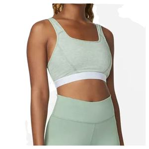 Soutien-gorge de sport pour femmes de grande taille, respirant sans couture, personnalisé de haute qualité et rembourré de couleur unie à dos nageur - Product Image 1