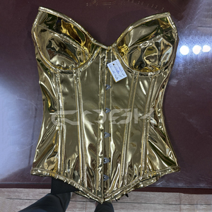 Corsé de Vinilo PVC Dorado Brillante de Alta Compresión y Control Firme para Adelgazar la Cintura, Estilo Clubwear, Proveedor Mayorista - Product Image 3