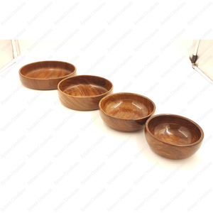 <b>Beautiful</b> Handcrafted Set of 4 Lacquered Polished Wooden Serving Bowls Multi-Size Set for Soup Occasions - Product Image 3
