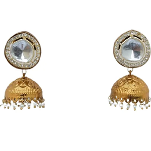 ต่างหู Jhumka สไตล์แฟนซีแบบโบราณทำจากวัสดุทองเหลืองสำหรับผู้หญิงและเด็กผู้หญิง - Product Image 1