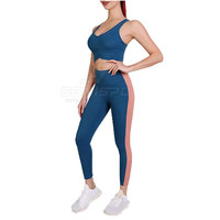 Conjunto Deportivo de 2 Piezas para Mujer, de Alta Calidad, Transpirable, con Diseño de Cintura Elástica en Spandex/Poliéster, Patrón Liso