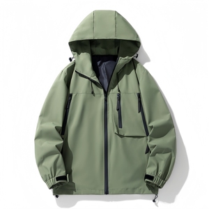 Veste d'extérieur souple coupe-vent et imperméable de haute qualité pour hommes, motif d'hiver de grande taille, solide avec fermeture à glissière - Product Image 3