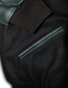 Veste universitaire personnalisée bleu marine pour hommes, manches en cuir blanc, veste de sport décontractée unie, veste de baseball pour hommes - Product Image 6