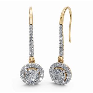 Boucles d'oreilles de créateur en or 18 carats de haute qualité, serties de diamants ronds, bijoux de laboratoire cultivés, vente en gros B2B, exportation - Product Image 4