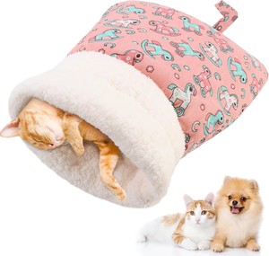 Fabricante caliente invierno cálido semi cerrado saco de dormir para mascotas suave cómoda cama para dormir para gatos polar cálido gato cueva para mascotas pequeñas - Product Image 1