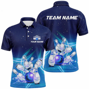 Polo con patrón de esqueleto de bolos para hombre, estampado 3D personalizado, manga corta, camisetas informales de verano con botones de calle, camisetas con solapa - Product Image 5