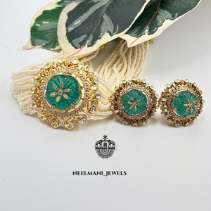 Coral and <b>Emerald</b> Moissanite Pendent and <b>Studs</b> Elegant Jewelry Pendants & Charms - Product Image 5