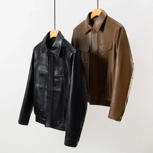 Veste bomber pour homme en cuir véritable pleine fleur, fabriquée en usine, personnalisée, imperméable, écologique, col à revers, fermeture éclair, veste de motard - Product Image 3