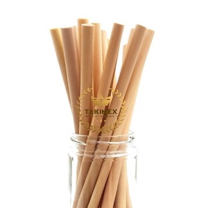 Paille biodégradable écologique paille de bambou à boire biologique vente en gros naturelle logo personnalisé - Product Image 1