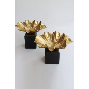 Plateau en métal décoratif à motif de feuille plaqué or antique fabriqué à la main, idéal pour la présentation luxueuse de dessert d'affichage de fruits - Product Image 5