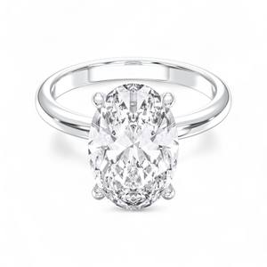 Bague de fiançailles solitaire en Moissanite ovale 4.20 carats E-F/VVS-VS sertie de broches en argent pour femme - Product Image 5