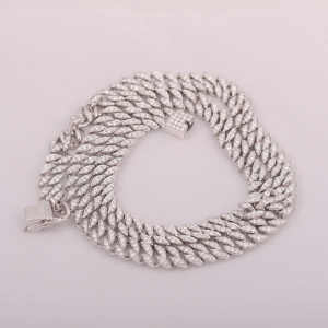 Cadena de eslabones cubanos de moissanita y Diamante helado de 8mm, collar de Hip Hop de Plata de Ley 925 sólida, estilo Miami corporal de joyería, estilo Hip Hop - Product Image 1