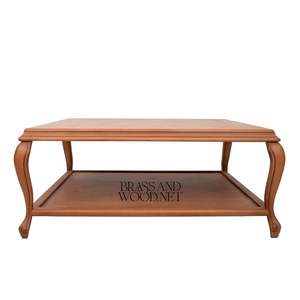 Mesa de Centro Clásica Cuadrada de Madera con Estante Inferior de Almacenamiento y Elegantes Patas Curvas Estilo Francés para Sala de Estar - Product Image 2