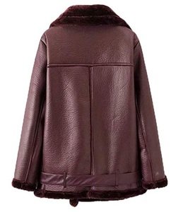 Veste longue de style motard en peau de mouton pour femme, style B3 aviateur, écologique, respirante, rembourrage chaud, peau de mouton, moto, décontractée - Product Image 6