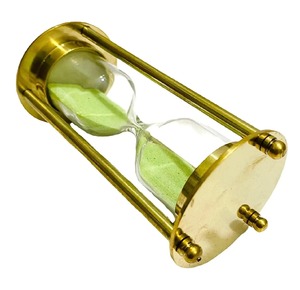 H.M.A Handicrafts Vintage Brass <b>Hourglass</b> <b>Timer</b> Parrot Green Sand Nautical Sand Clock Decor Handmade Metal for Wedding Birthday - Product Image 1