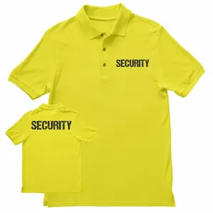 Chemise POLO unisexe personnalisée pour personnel professionnel jaune et bleu marine à manches courtes pour uniformes de sécurité d'été - Product Image 1