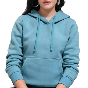 เสื้อกันหนาวมีฮู้ดผ้าฟลีซของผู้หญิงผ้าฝ้ายสีทึบระบายอากาศได้ดีขนาดใหญ่ - Product Image 5