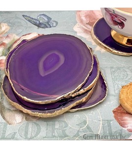 Most Demanding Tableware Accessories <b>Agate</b> <b>Coaster</b> With Gold Electroplated <b>Agate</b> Slice at Wholesale Price with Premium Quality - Product Image 4
