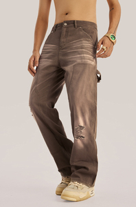 Pantalones vaqueros lavados desgastados de mezclilla de peso pesado para hombres Fabricantes para ropa de aduanas Carga informal para pantalones vaqueros de hombre - Product Image 4