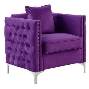 Yeni son Modern tasarım basit rahat kadife sandalye 1 yastık mor renk