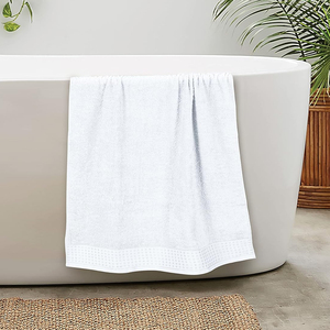 Serviette de bain à main personnalisée en gros logo brodé serviettes blanches 100% serviettes en coton pour ensembles de luxe d'hôtel - Product Image 3