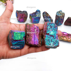 Large Aura Rainbow Tourmaline Mat Bracelet Lot Rough Crystal Chunks Beads Gemstone Material Multi Titanium Aura Tourmaline - Product Image 1