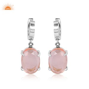 Meilleure vente en argent Sterling fin Doublet Morganite Quartz pierres précieuses boucle d'oreille bijoux personnalisés pour les femmes cadeau pour elle - Product Image 1