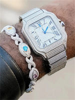 Bracelet chaîne cubaine en laiton et cuivre avec breloque œil en zircon cubique, maillons infinis, qualité testée, finition de qualité supérieure pour hommes, style rappeur, pour revendeurs