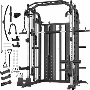 Máquina Smith con pilas de pesas, sistema de gimnasio en casa y cable crossover - Product Image 1