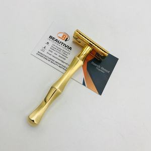 มีดโกนสแตนเลสสำหรับผู้ชายแบบเปียกมีดโกนสองขอบปลอดภัยทนทานเคลือบทอง - Product Image 4