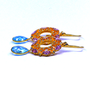 Juego de pendientes colgantes de plata de ley 925 para mujer, piedra preciosa de topacio hidropático rosa a la moda, chapado en oro, forma de mariposa, aniversario - Product Image 5