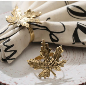 Rond de serviette feuille d'or fait à la main élégant décor de table à manger en métal ensemble de 4 anneaux de serviette feuille d'or fabriqués à la main prix usine - Product Image 3