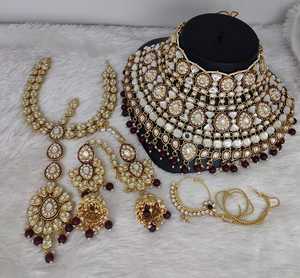 ชุดสร้อยคอแต่งงานสำหรับผู้หญิงและผู้หญิงชุดเครื่องประดับเจ้าสาวแบบดั้งเดิมและแฟนซีเพทายชุบทองและเพชรสังเคราะห์ - Product Image 2